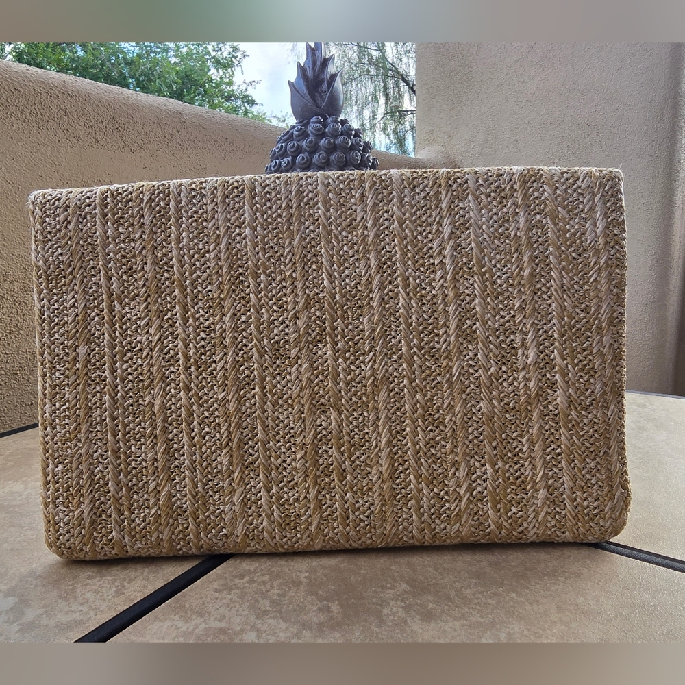 NWT Chic Woven Straw Envelope Clutch, 12"Lx8"H - Picture 4 of 12